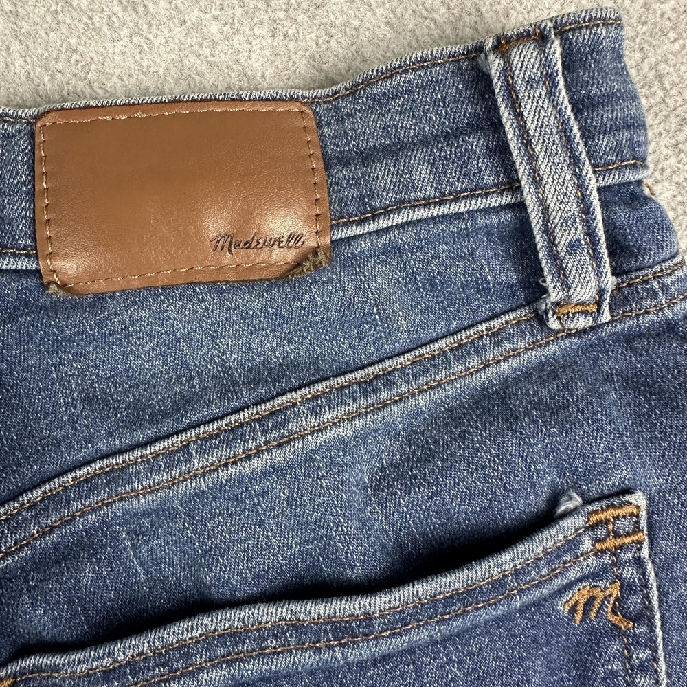 Madewell Jeans Womens 25 Blue Mid Rise Skinny Button Fly Raw Hem Stretch Denim - Picture 10 of 11